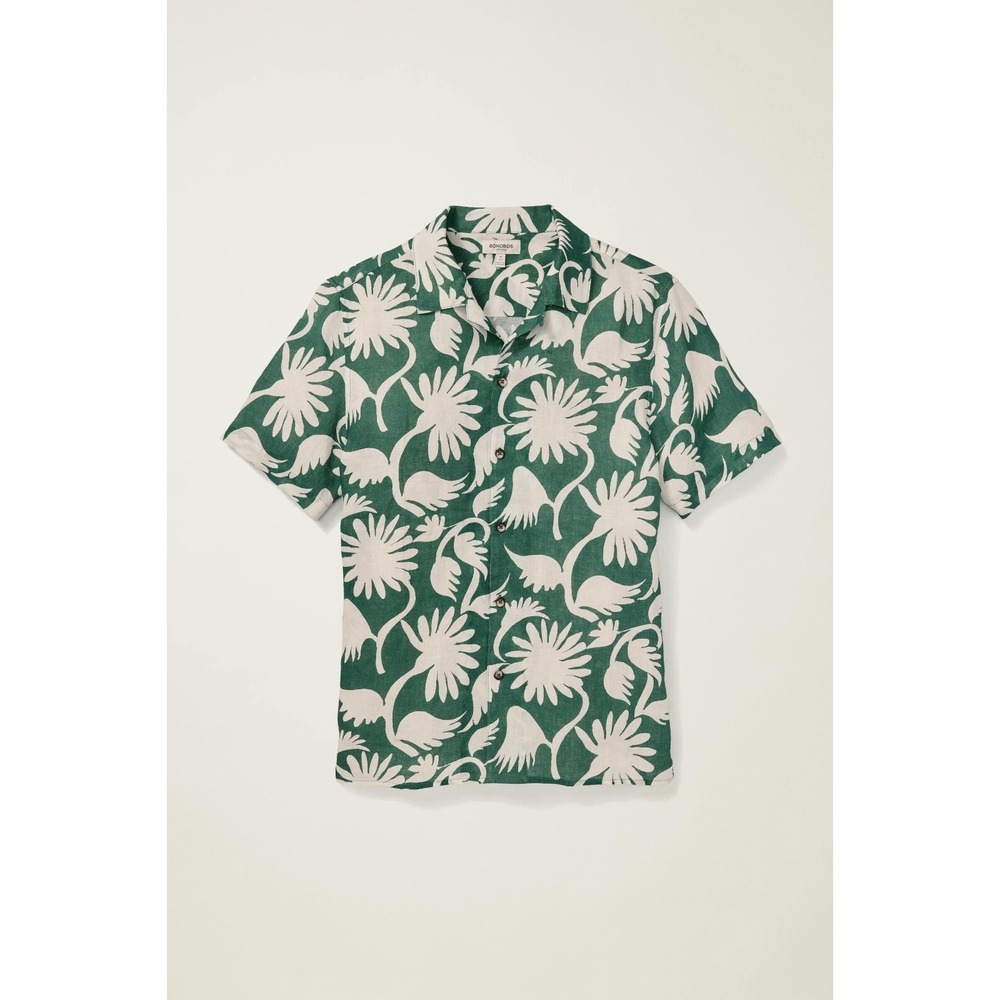 Bonobos Riviera Short Sleeve Shirt Green White Floral Camp Collar Mens M - Picture 5 of 8